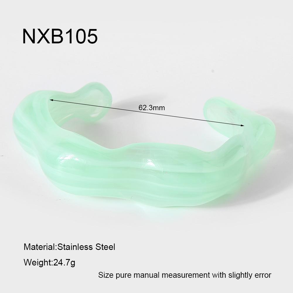 European and American translucent fresh green irregular graded resin open-end bracelet, jewelry, high-end INS bracelet for women