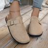 Женские шлепанцы с закрытым носком широкой полноты, шлепанцы Birkenstock на платформе с пряжкой, повседневные кожаные сандалии для улицы для женщин
