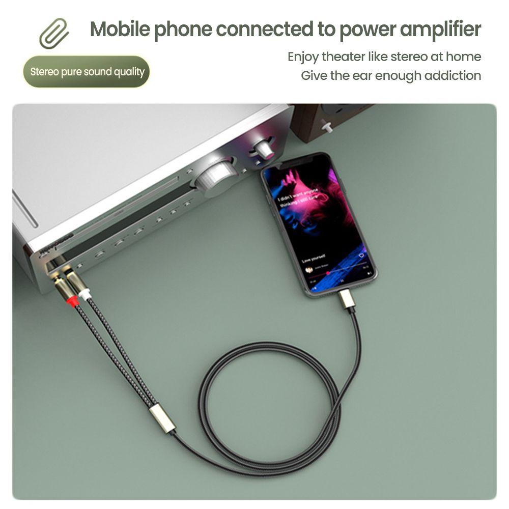 Усилитель динамика мобильного телефона Кабель-конвертер Type C на 2 RCA Aux Аудиокабель