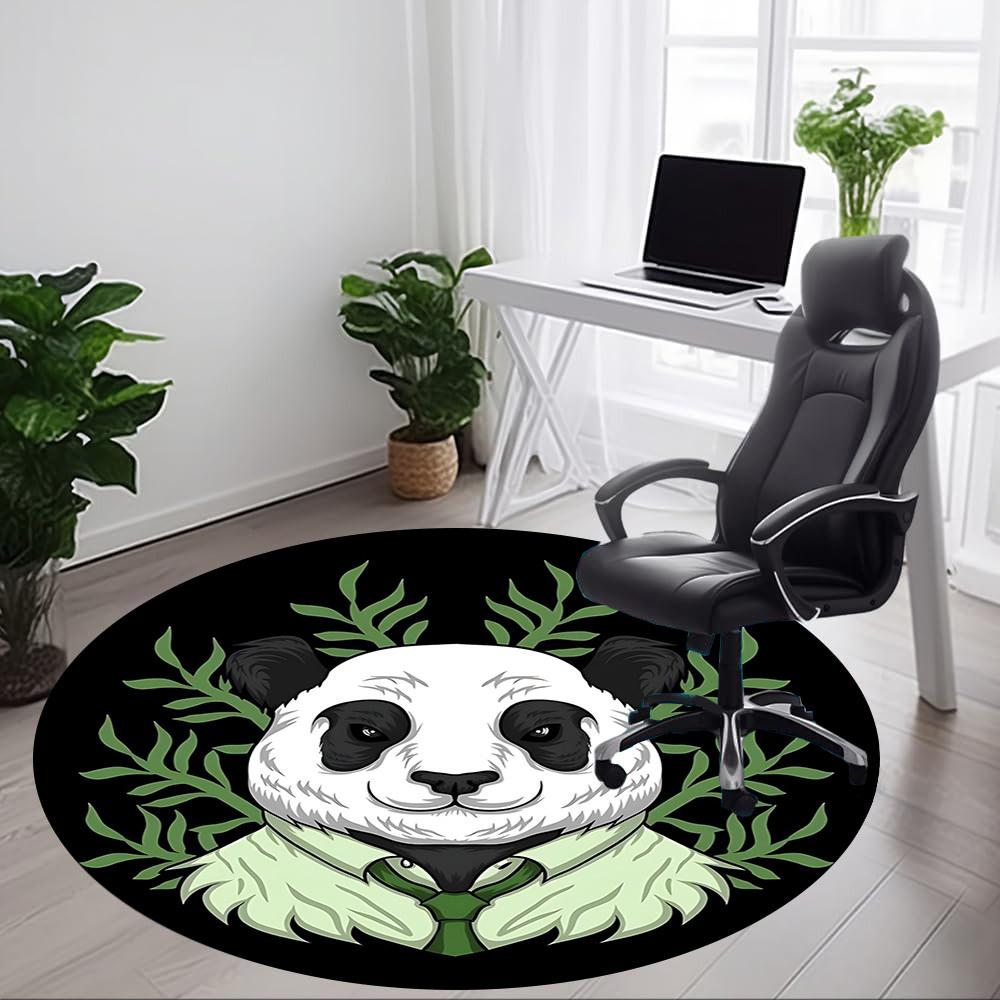 1pc Panda Bamboo Office Round Area Rug, Indoor Mat Suitable For Office, Under Office Chairs Bedroom Living Room Home Decor, Room Deco