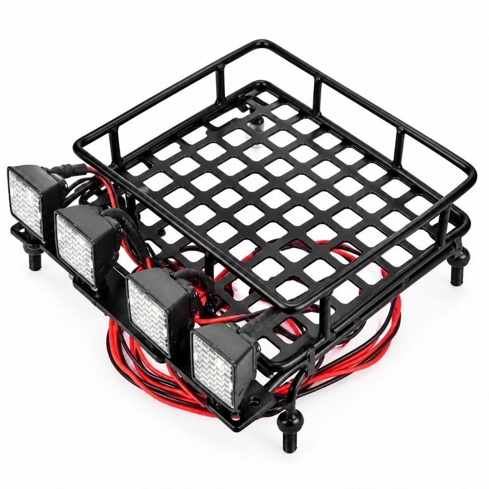LED Lights Roof Rack Luggage 4 Lights Small Luggage Holder Model Car Carrier For Crawl SCX10