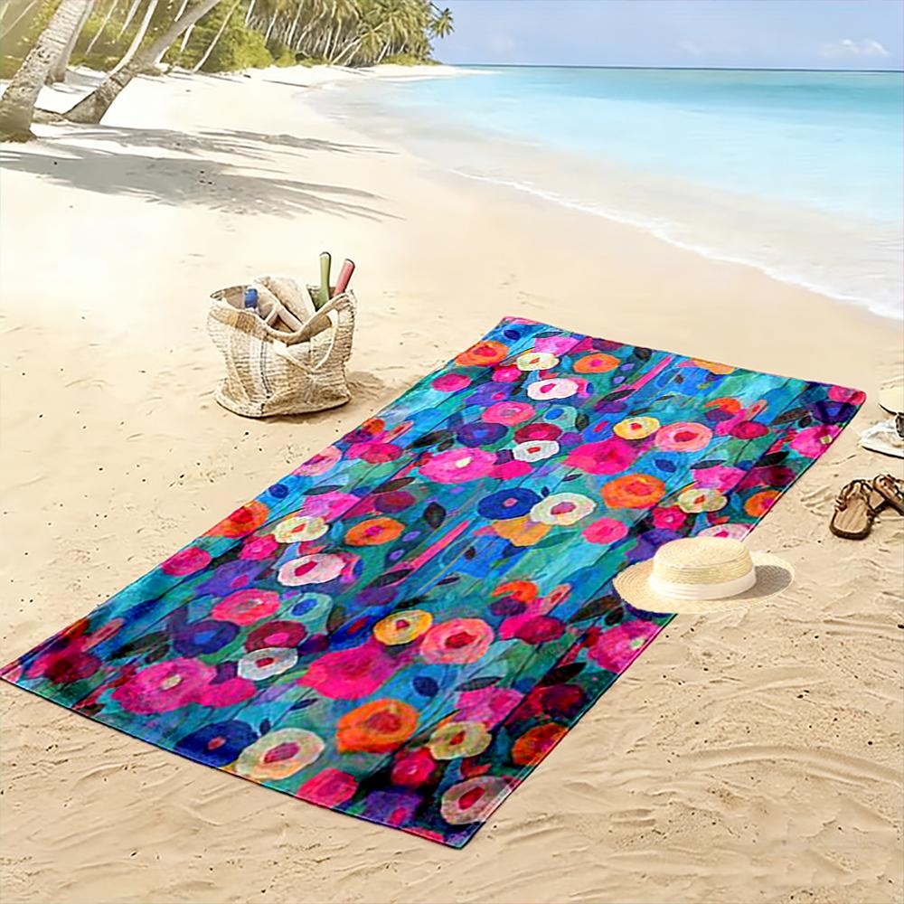 Colorful Floral Pattern Design Beach Towel quick-drying for travel outdoor sports jogging beach and swimming