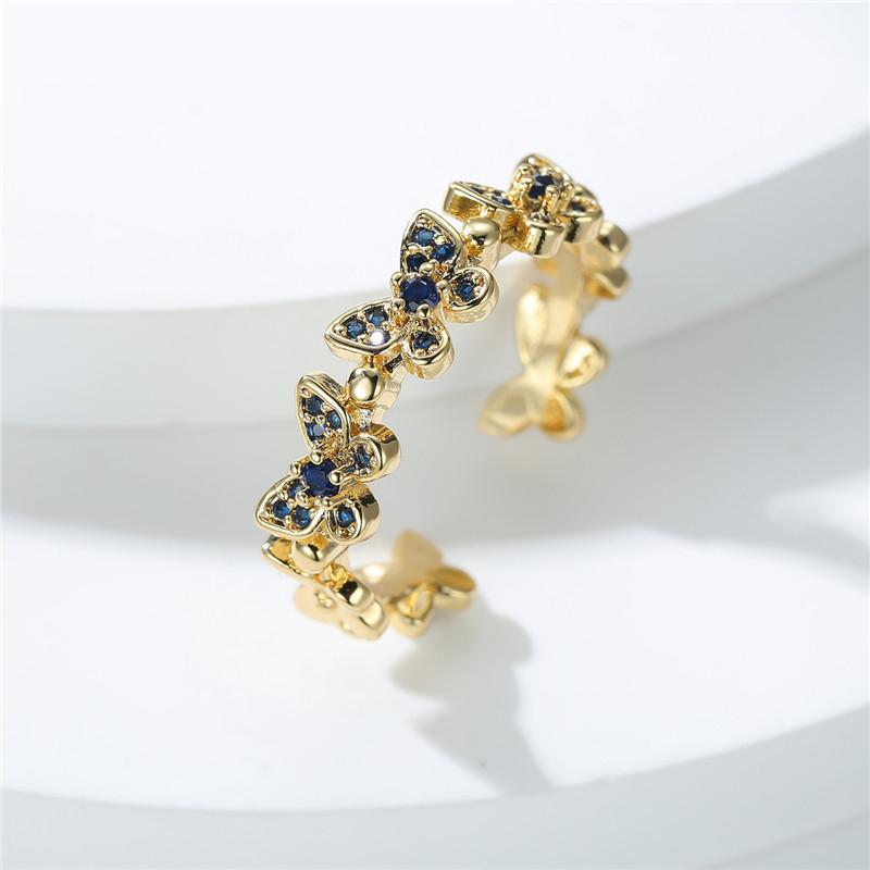 Изящные маленькие открытые кольца в виде бабочек для женщин, обручальное кольцо в стиле бохо с серебряным цветом и белым кубическим цирконием