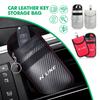 Portable Leather Car Key Protective Case Key Organizer Bag Badge Accessories For Hyundai Sonata I30 I20 Tucson Elantra Kona N Gre7