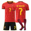 Подростки Дети Взрослые Индивидуальное Имя Футбольная Форма 2026 Чемпионат Мира по Футболу Бельгия Домашняя №7 Де Брюйне Тренировочный Комплект с Носками
