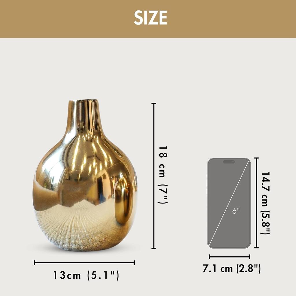 Металлическая ваза для цветов, Metal Flower Vase (Round, Medium), Behoma