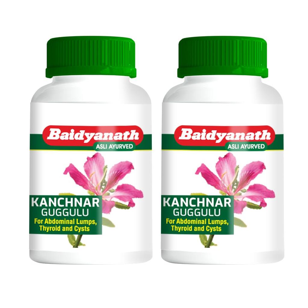 Baidyanath Kanchnar Guggulu Ayurvedic Herbal Supplement with 12 Traditional Herbs for Daily Wellness 80 Tabs X Pack of 2