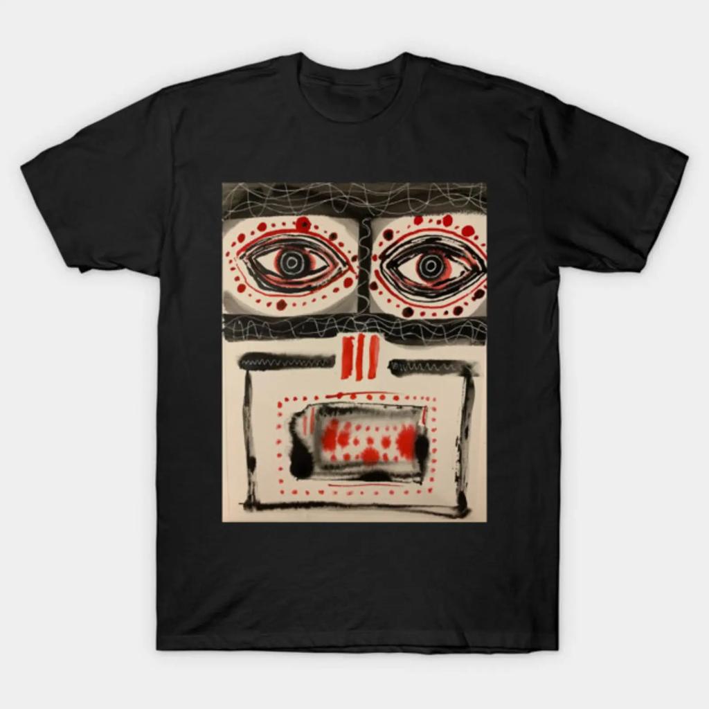 Abstract Face Design T Shirt Vintage Slightly Stylish Designer Clothes Streetwear Unisex Versatile Casual