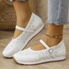 Fashion Women Shoes White Hollow Out Platform Sneakers 2025 Plus Size 36-43 Breathable Sports Shoes Woman Comfort Non Slip Walking Flats