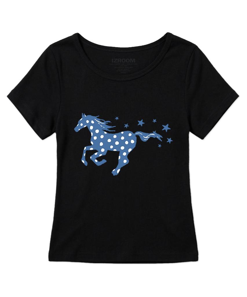 Мужская футболка Ijeulum Star Horse с коротким рукавом, приталенная (черный)