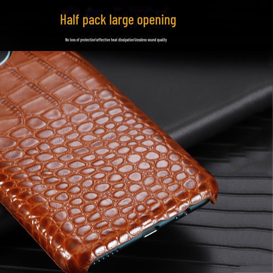 Compatible Honor Play Phone Case: Cowhide Crocodile Pattern, Genuine Leather, Half-Cover for Play 40, 30Plus, and 20Pro Models.