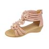 Large Size-4 Bohemian Open-toed Sandals Women's Flat-bottomed Wedge Heel Platform Summer New Flower Sandals