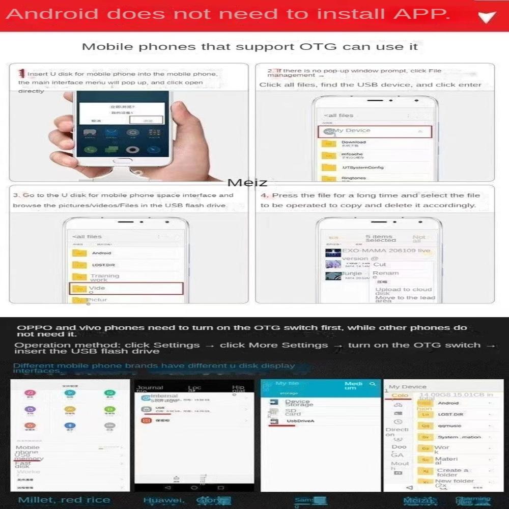 USB3.0 Высокоскоростной U-диск, двойного назначения для мобильного телефона и компьютера, Apple, Micro, Type-C Многофункциональный «четыре в одном»