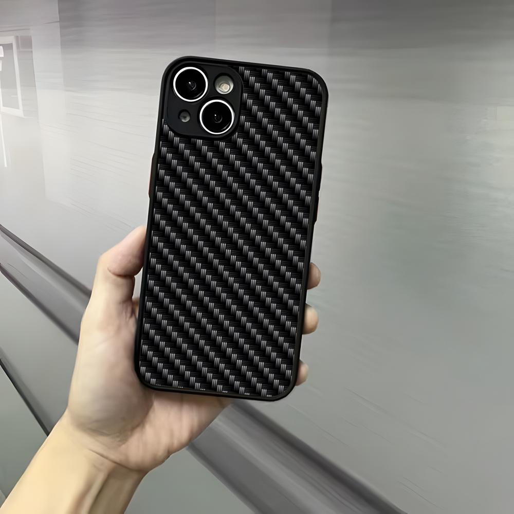 Чехол для телефона из углеродного волокна и кованого углеродного волокна Для iPhone 17 16 15 14 13 12 Pro Max Xr Air Plus Черный жесткий чехол с ощущением кожи