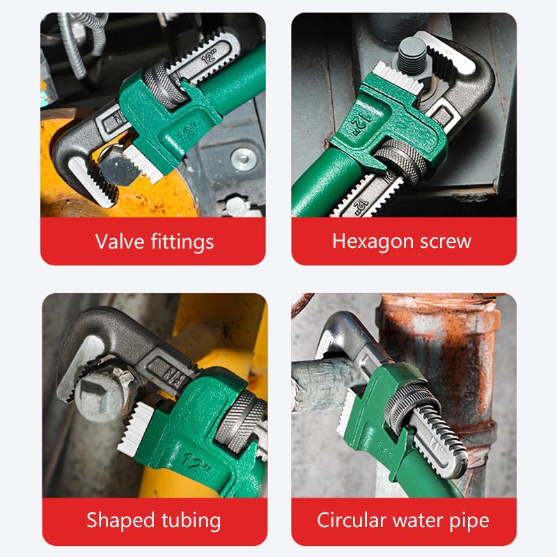 Сверхпрочный прямой трубный ключ из углеродистой стали 10", 12", 14", 18" Трубный ключ Универсальный промышленный регулируемый ручной сантехнический ключ