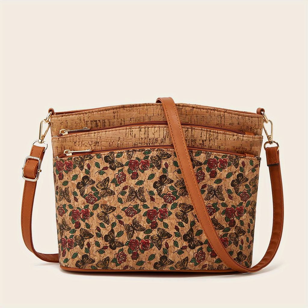 Винтажная сумка через плечо с цветочным принтом, женская сумка через плечо с узором коры дерева, сумка на плечо в этническом стиле