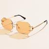 Retro Women Y2k Rimless Polygon Sunglasses Fashion Shades Square Cutting Lens Ladies Octagon Frameless Eyeglasses