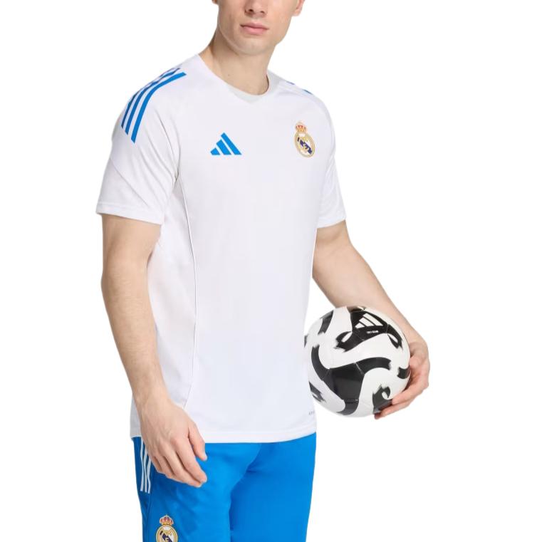 adidas Tiro 25 Реал Мадрид Графическая футболка с коротким рукавом, отводящая влагу, Мужские топы JP4026