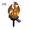 Солнечный декор для двора, садовый светильник, статуя дикого дракона, скульптура дикаря, ландшафтное освещение, смола, наружный ночник, декор для патио