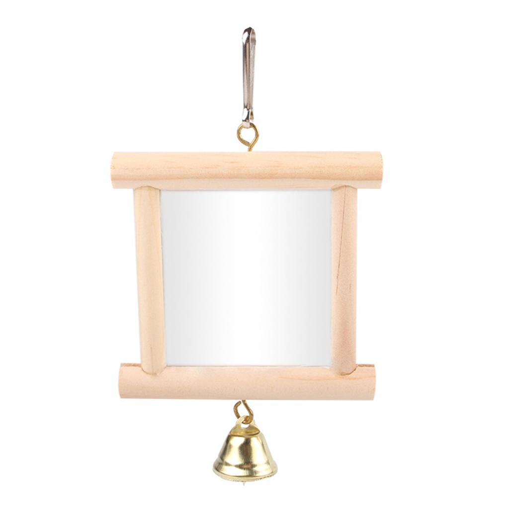 Зеркало для птиц, игрушка, маленькое зеркало для попугая, игрушка для клетки попугая с маленькими колокольчиками, интерактивное зеркало для клетки питомца, принадлежности