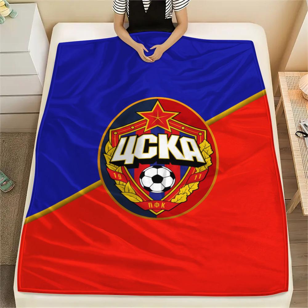 1Pc CSKA Moscow Logo Print Flannel Blanket High Quality Warm Comfortable Cover for All Seasons Perfect for Gifts Home Decor