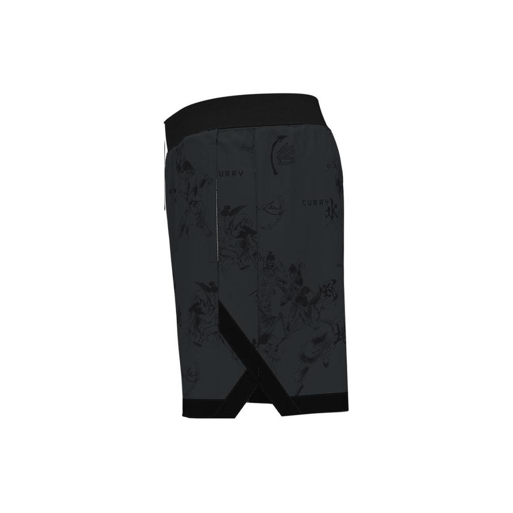 Under Armour Curry X Bruce Lee Collaboration SS24 Spring Collection Fire Element Pattern Printed Mesh Casual Basketball Shorts Men Shorts 1385305-016