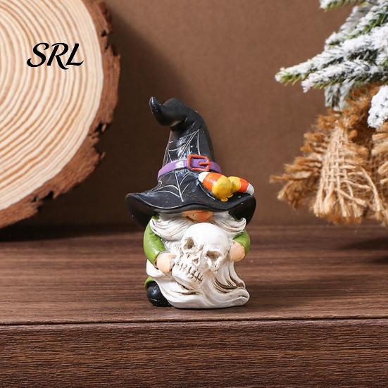 Outdoor Gnome Decoration Halloween Witch Hat Figurine, Mini Wizard Resin Dwarf Sculpture Statue, Ornament for Indoor Holiday Decor Spooky Party