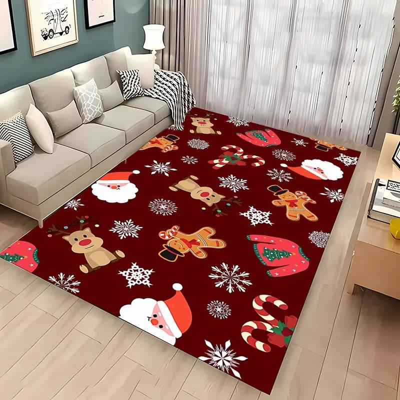 Christmas Theme Soft Carpet, Living Room Bedroom Home Decor Carpet Garden Lawn Carpet Kitchen Kids Bedroom Mat New Year Present