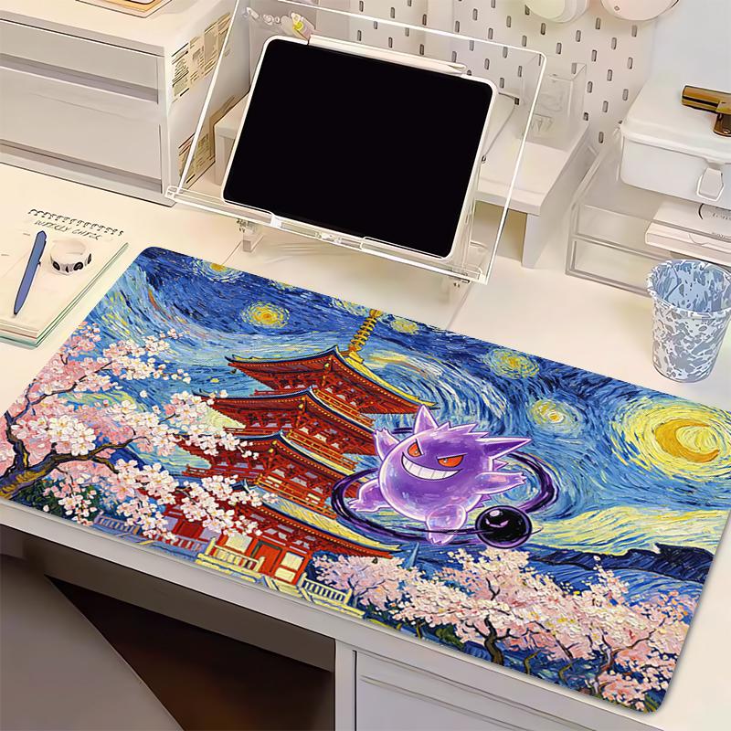 Mouse Pad Pokemon Notbook Gamer Keyboard Pad NonSlip Rubber pc Computer Desk Mat Gengar Starry Night oil painting Gamer MousePad
