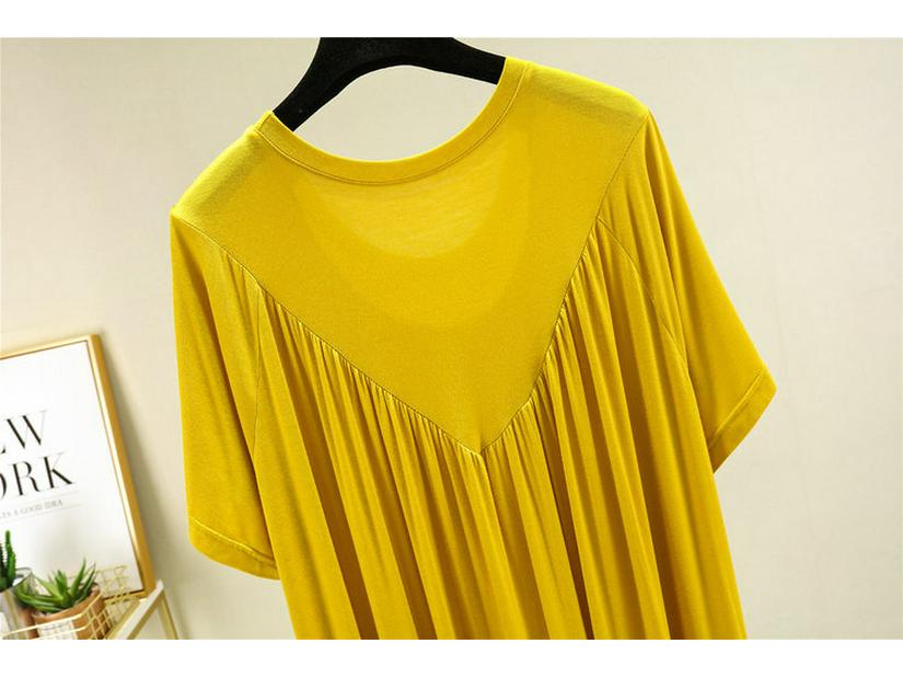 Женская ночная сорочка А-силуэта с плиссировкой больших размеров - Летняя модальная