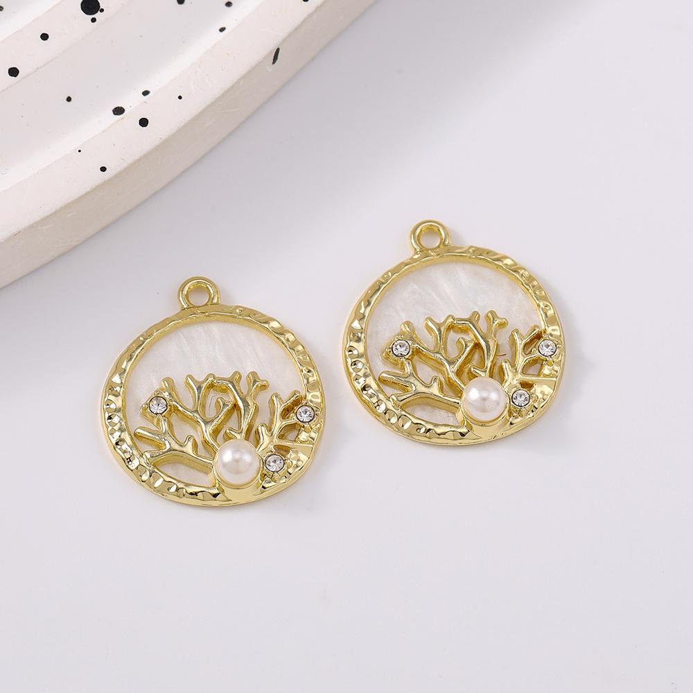 5pcs Pretty Enamel Pearl Coral Charms Pendants for Jewelry Making Necklace Earrings Bracelet DIY Accessories Supplies