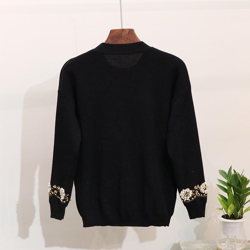 Европейская и американская мода, расшитый бисером и блестками, свитер с длинными рукавами, шаровары, женский костюм из двух предметов