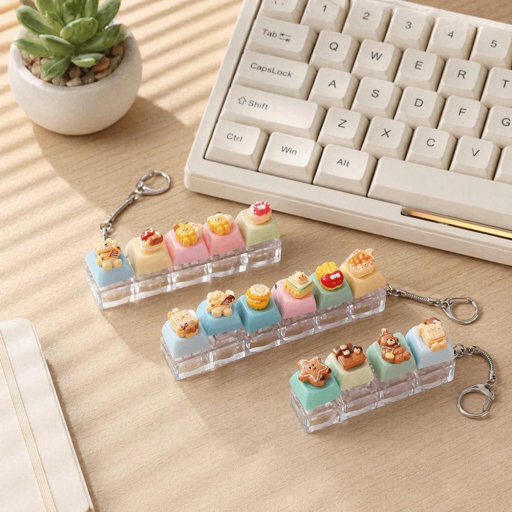 Bear Keycap Anti-stress Toy Pendant 4 Key Fidget Keychain Mini Keyboard Pendant Decompression Gift