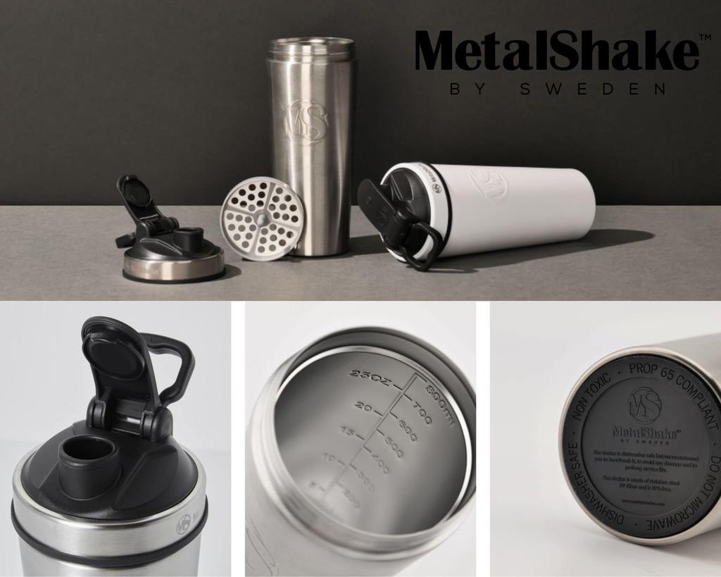 900ml Metal Shake Water Bottle Protein Shaker Tumbler 24 Hours Cold Retention 6 Hours Warm Double Lock Shaker [Metal Shake]