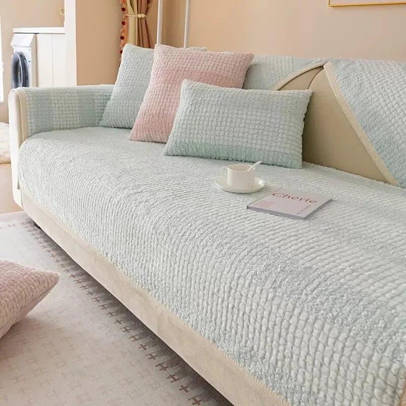 Зимняя утолщенная плюшевая подушка для дивана в виде кролика, современный легкий роскошный чехол для дивана, противоскользящая подушка для дивана