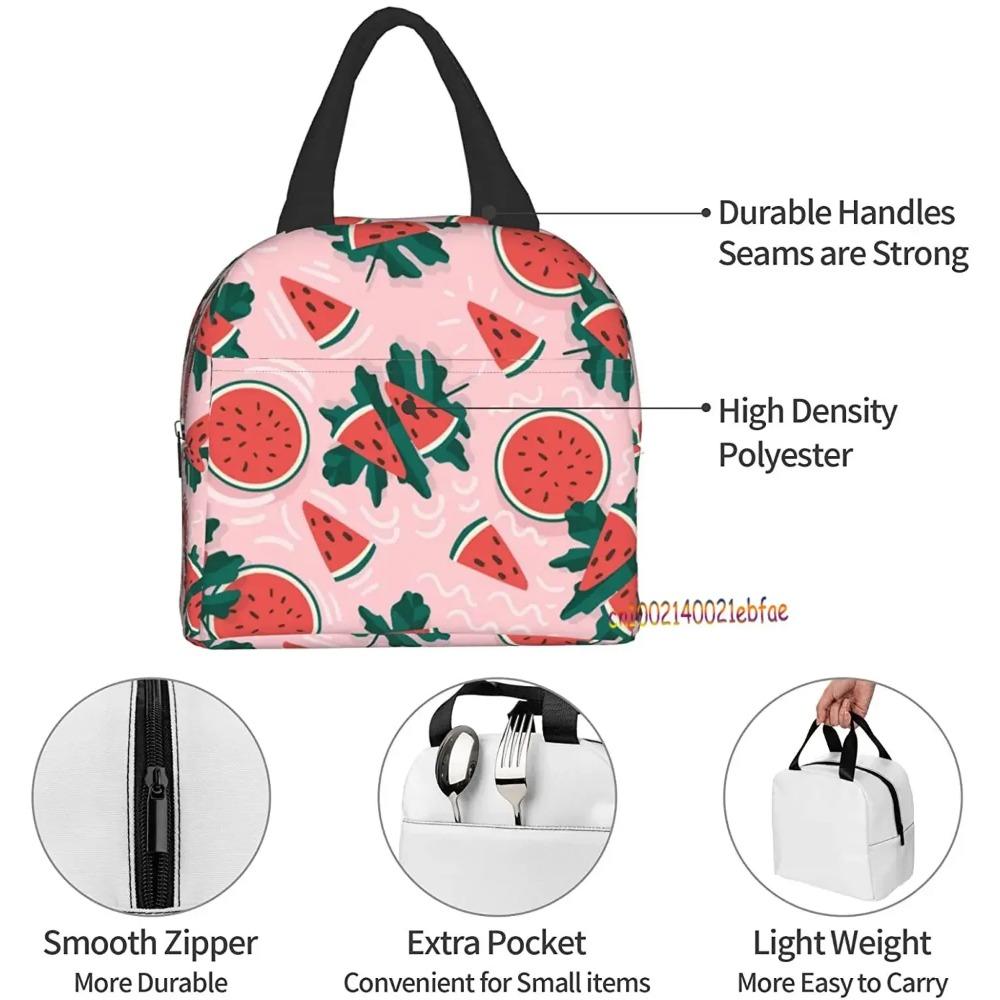 Cute Watermelon Lunch Bag Travel Work Picnic Bento Box Cooler Reusable Canvas Tote Boxes for Women Kids Insulated Lunch Bags