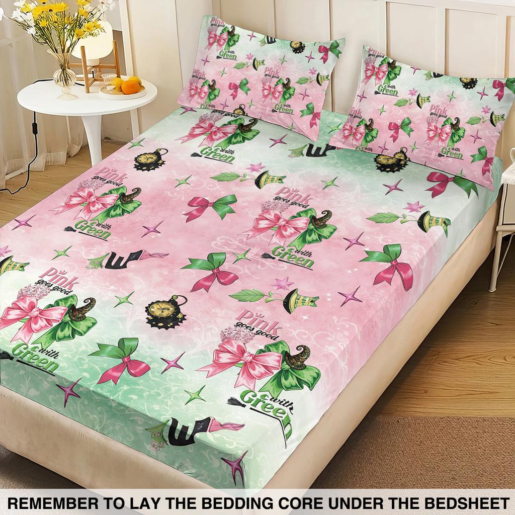 3pcs Magic Wicked Witch Butterfly Knot Printed Core Free Bed Sheet Set Multi Size Comfortable Bed Cover Bedroom Bedding Decorati