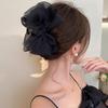 Large Summer Lace Edge Bow Claw Clip Hair Accessory for Women - Multi-Layer Feather Design