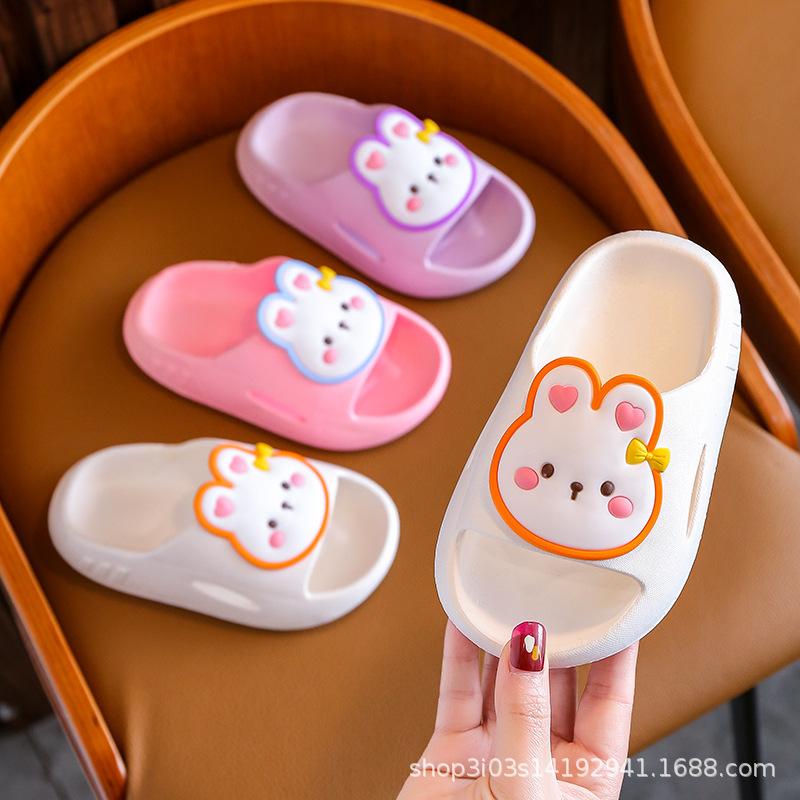 New children's cartoon rabbit sandals for girls, thick-soled and soft, suitable for toddlers and boys, bathroom slippers