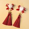 Red Chinese Style Ancient Hairpin Pearl Chinese New Year Side Clip Hanfu Hair Clip  Women