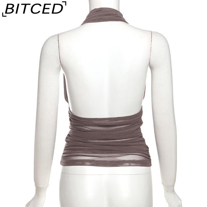 BITCED Весенний женский однотонный облегающий уличный стиль, модный топ-майка с халтер-воротником, сексуальный с открытой спиной