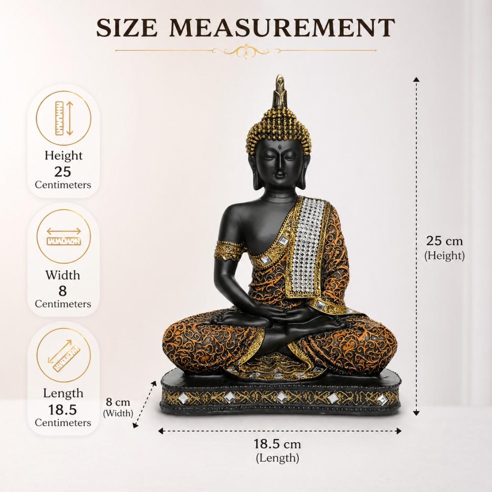 New Limited Edition 25 Centimetre Meditating Sitting Buddha Idol Statue showpiece Home Decor Decoration Items for Living Room and Gifts