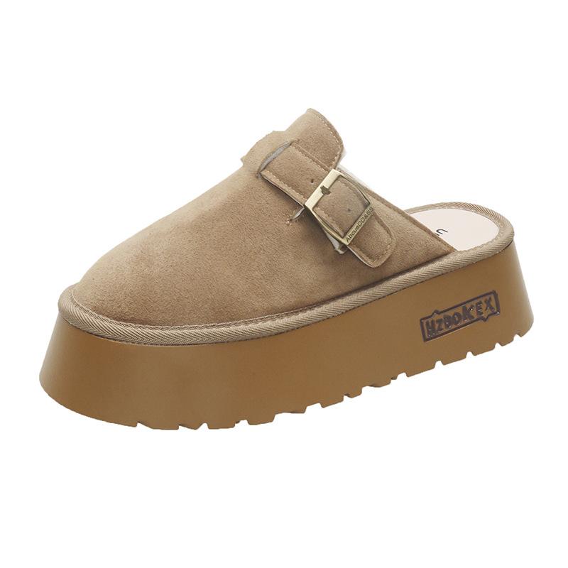 Обувь Gu Yun Boken, сумка, головка, полуподнос, женская обувь, осень, новинка, кекс, толстая подошва, увеличение высоты, ленивые, одна педаль, иностранные тапочки