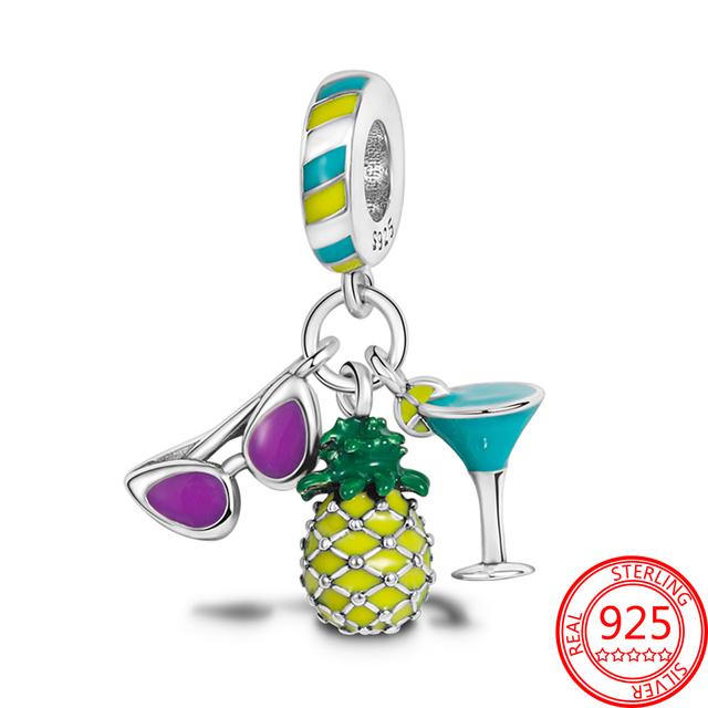 Классический Новый Настоящее Серебро 925 пробы Четырехлистный Клевер Лаки Мотаться Шарм подходит Оригинальный Модный Браслет Подвеска Ювелирные Изделия Подарок