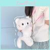 Scarf White Cute Cat Plush Doll Cartoon Shoulder Bag With Detachable Strap