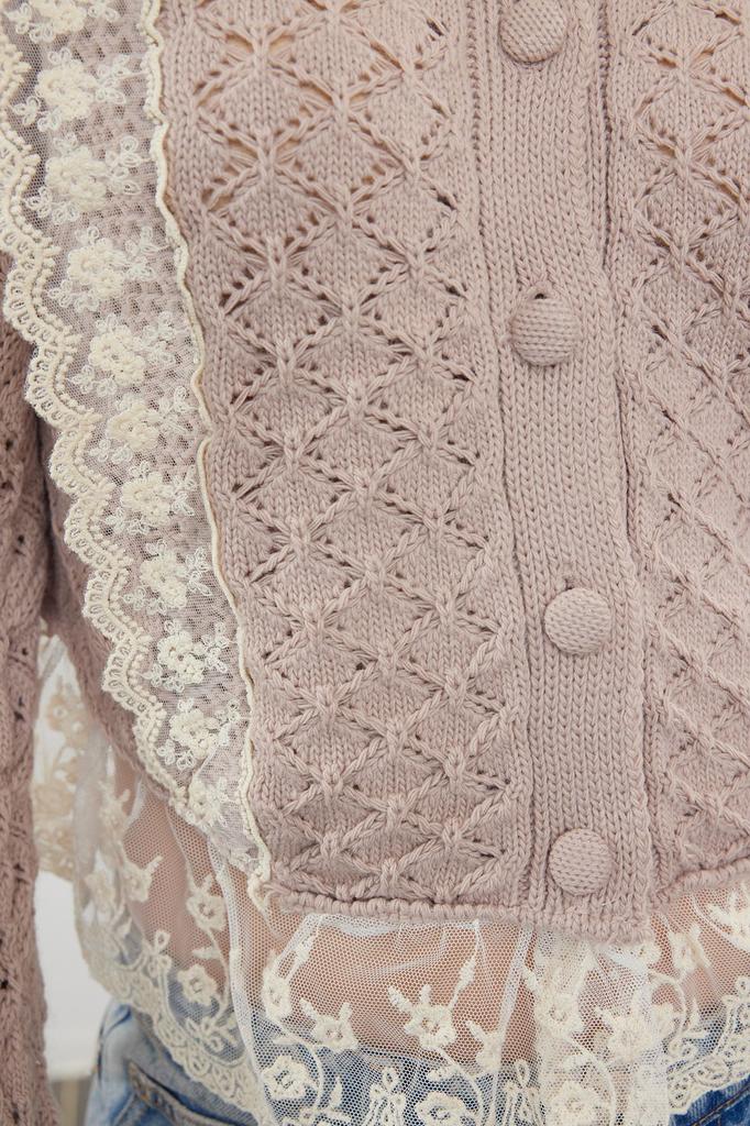 Женский модный стильный кардиган, черный укороченный кружевной ажурный ажурный трикотажный кардиган