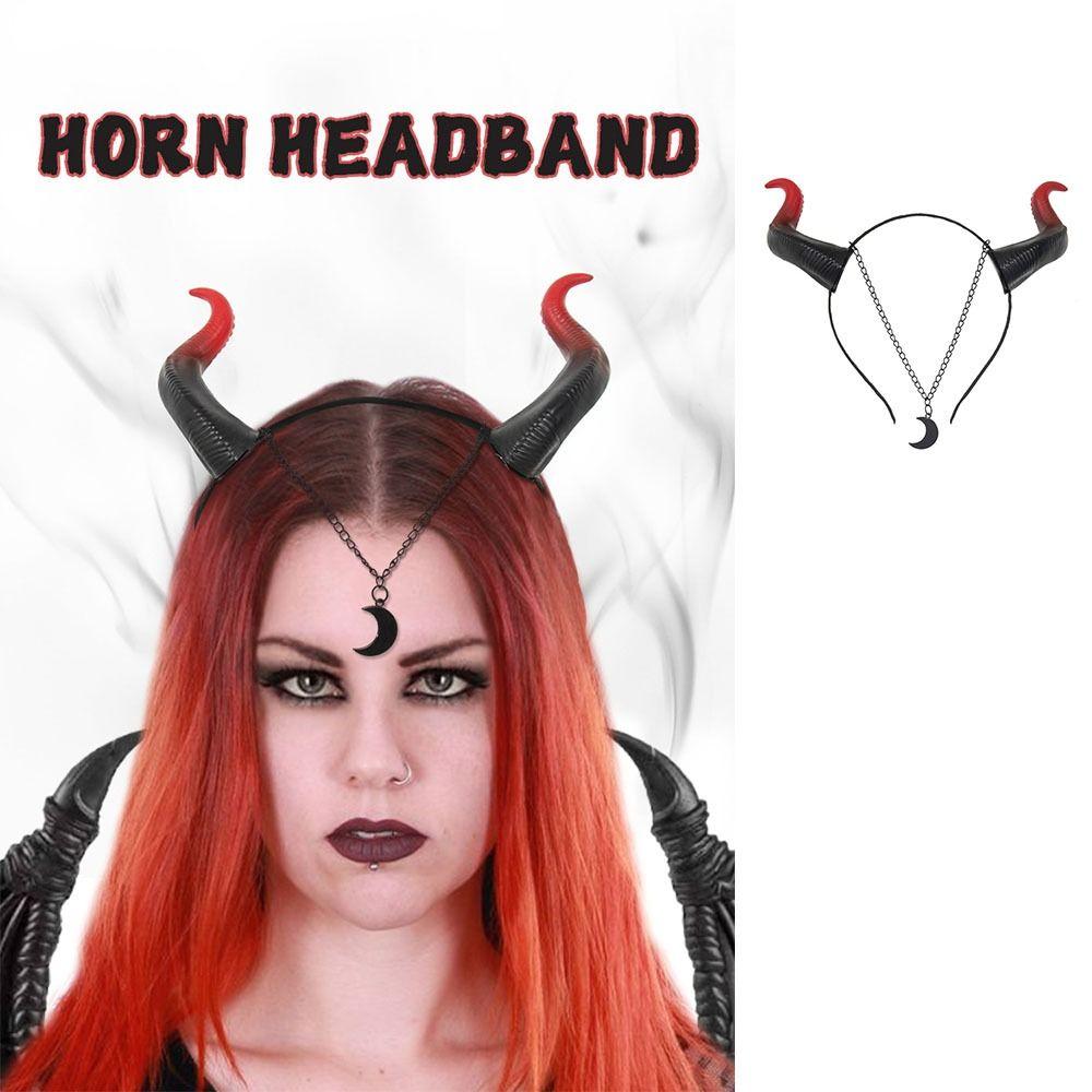 Black Red Devil Horn Headband Headwear Halloween Hair Band Trendy Demon Hair Hoop  Kids