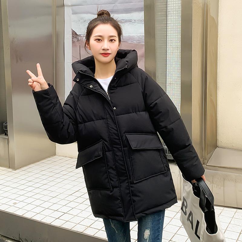 Autumn Winter Thicken Warm Parka Women Casual Sweety Solid Color Big Pocket Loose Short Hooded Coat Jackets Outwear