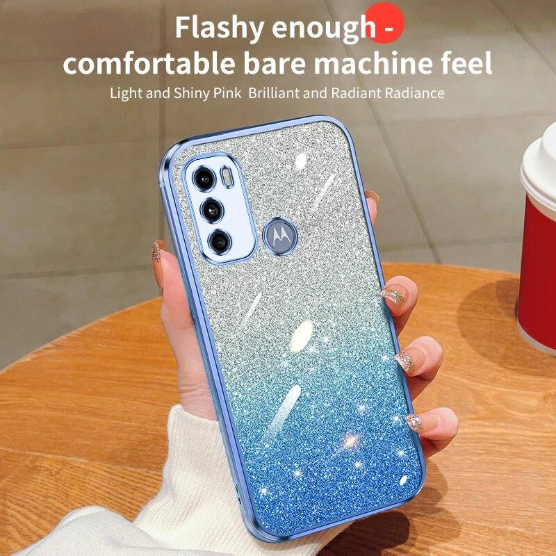 Luxury Glitter Plating Case On For Motorola Moto G32 G62 G71 G22 G23 G73 G31 G60 G50 G20 G30 G10G53 G42 Clear Cover