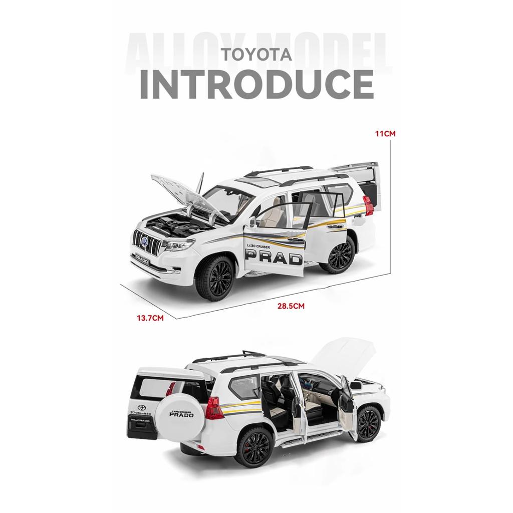 1/18 Scale Toyota Prado SUV Off-road Vehicle Alloy Scale Car Model Diecast Metal Sound and Light Collection Children Toy Car Vehicle Gift